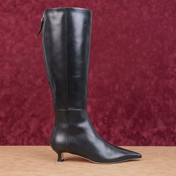 Aeyde Women Rhea Chiseled Black Leather Back Zipper Knee Boots sz 7US EUR38 - Picture 10 of 10